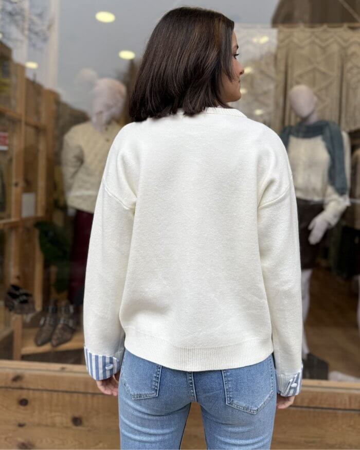 Chaqueta de Punto con Detalle de Puños a Rayas - Imagen 3