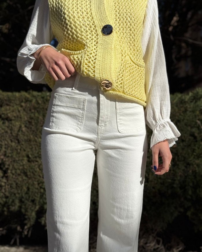 Pantalón Blanco de Corte Recto - Imagen 3