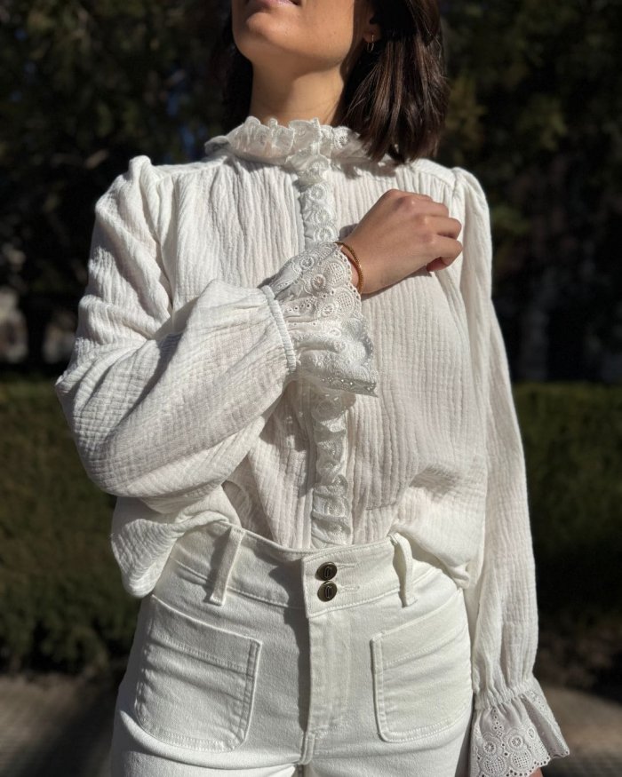 Camisa Romántica de Algodón - Imagen 2