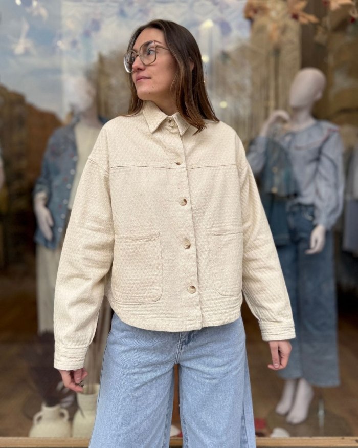 Chaqueta de Algodón con Textura